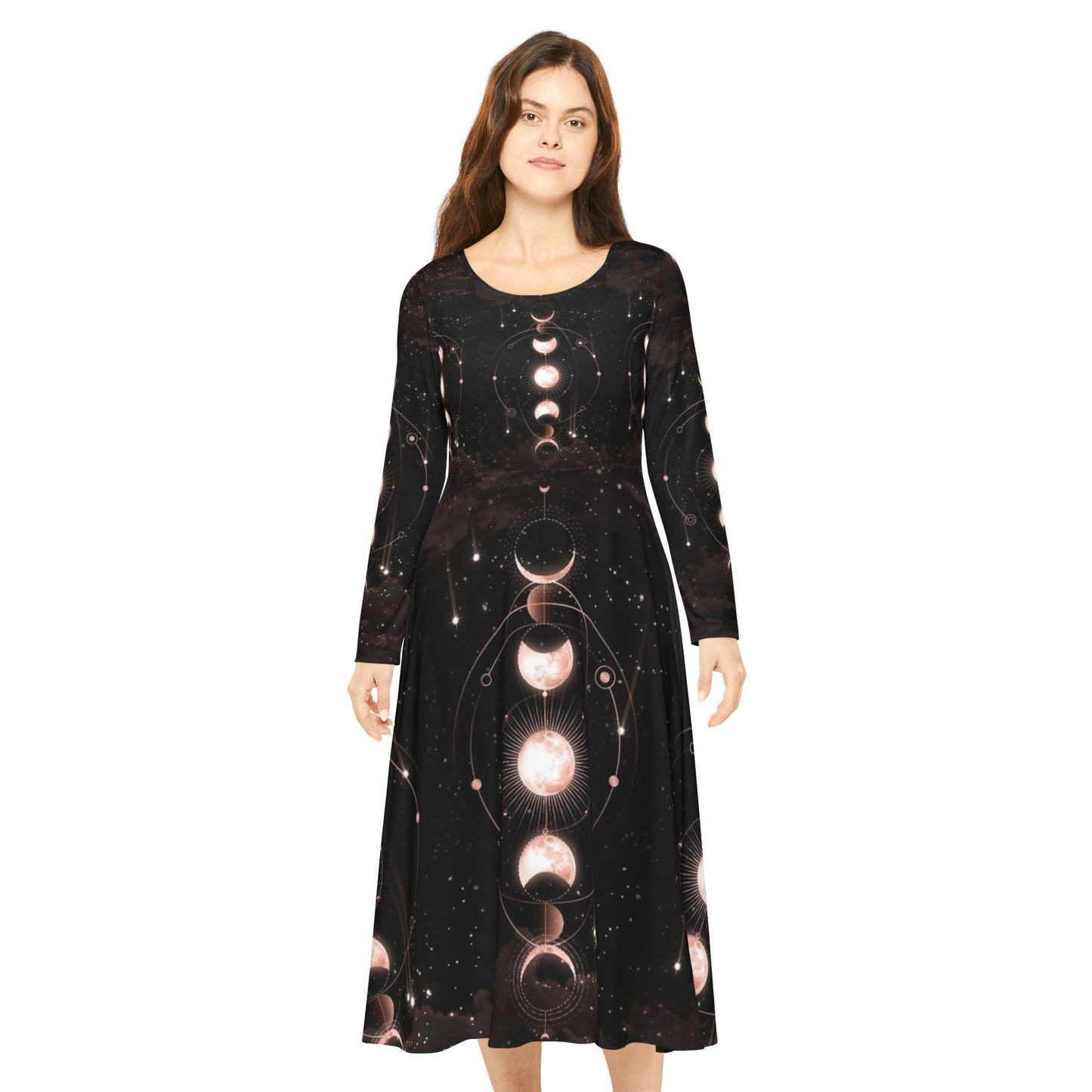 Lunar Moon Phases Dance Dress, Celestial Fashion, Bohemian Dress, Party Outfit, Astronomy Gift, Evening Wear