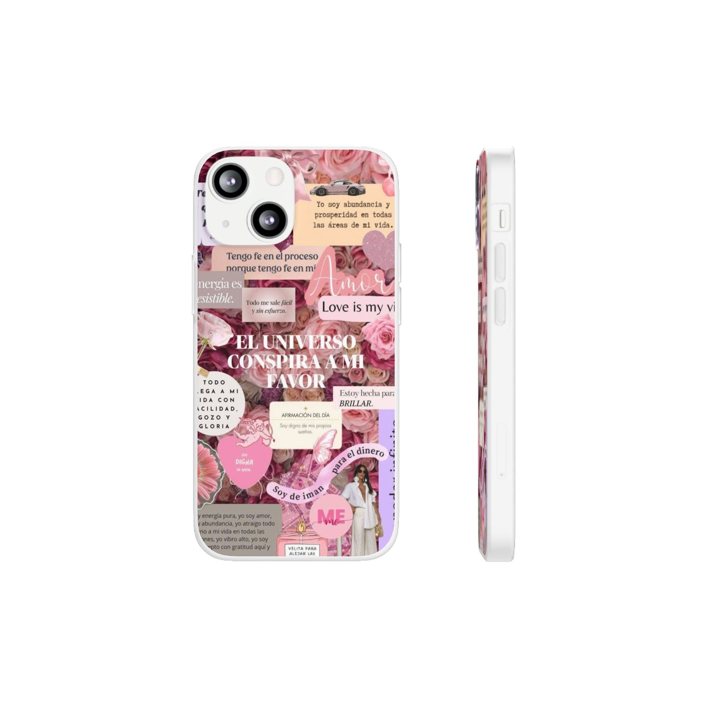Floral Flexi Phone Case, Romantic Phone Cover, Cute Gift for Her, Inspirational Quote Case, Valentine's Day Accessory