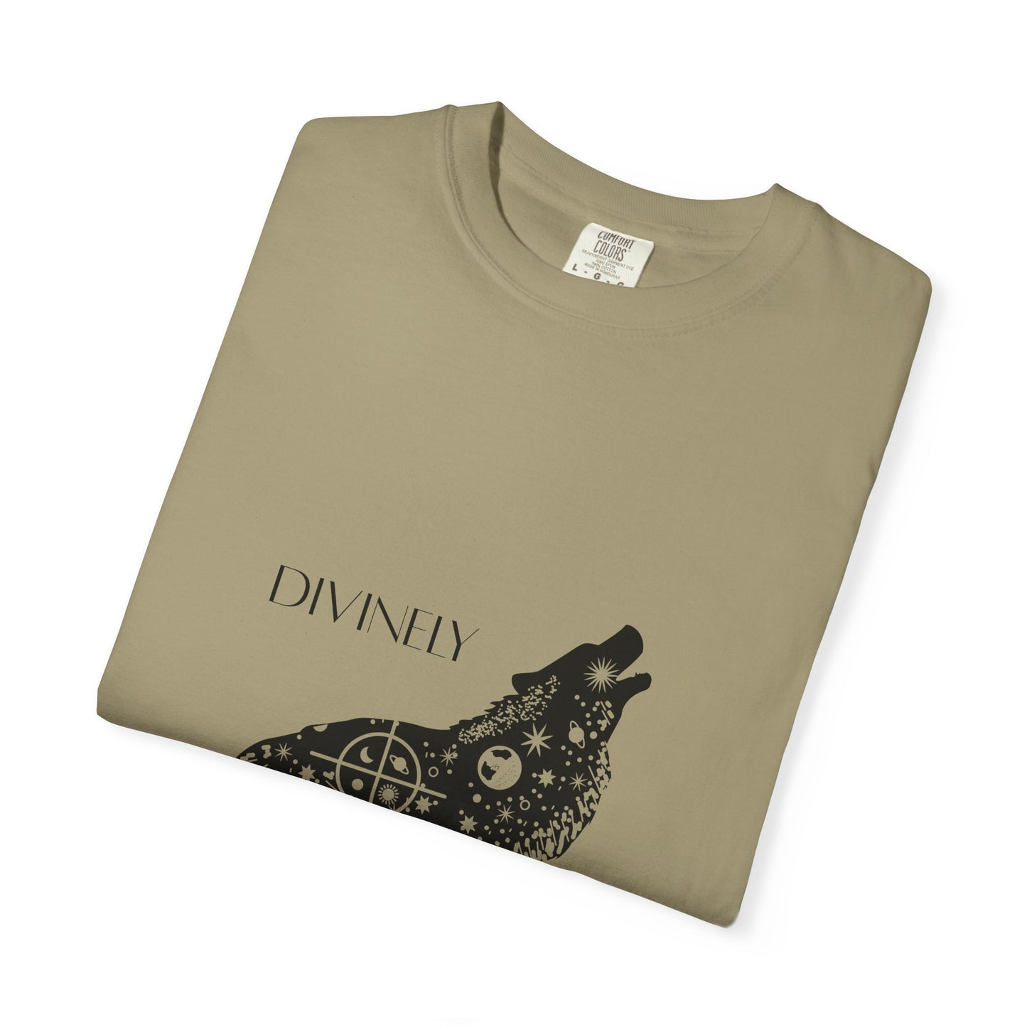 Divinely Guided Wolf T-Shirt - Unisex Garment-Dyed Tee for Spiritual Seekers