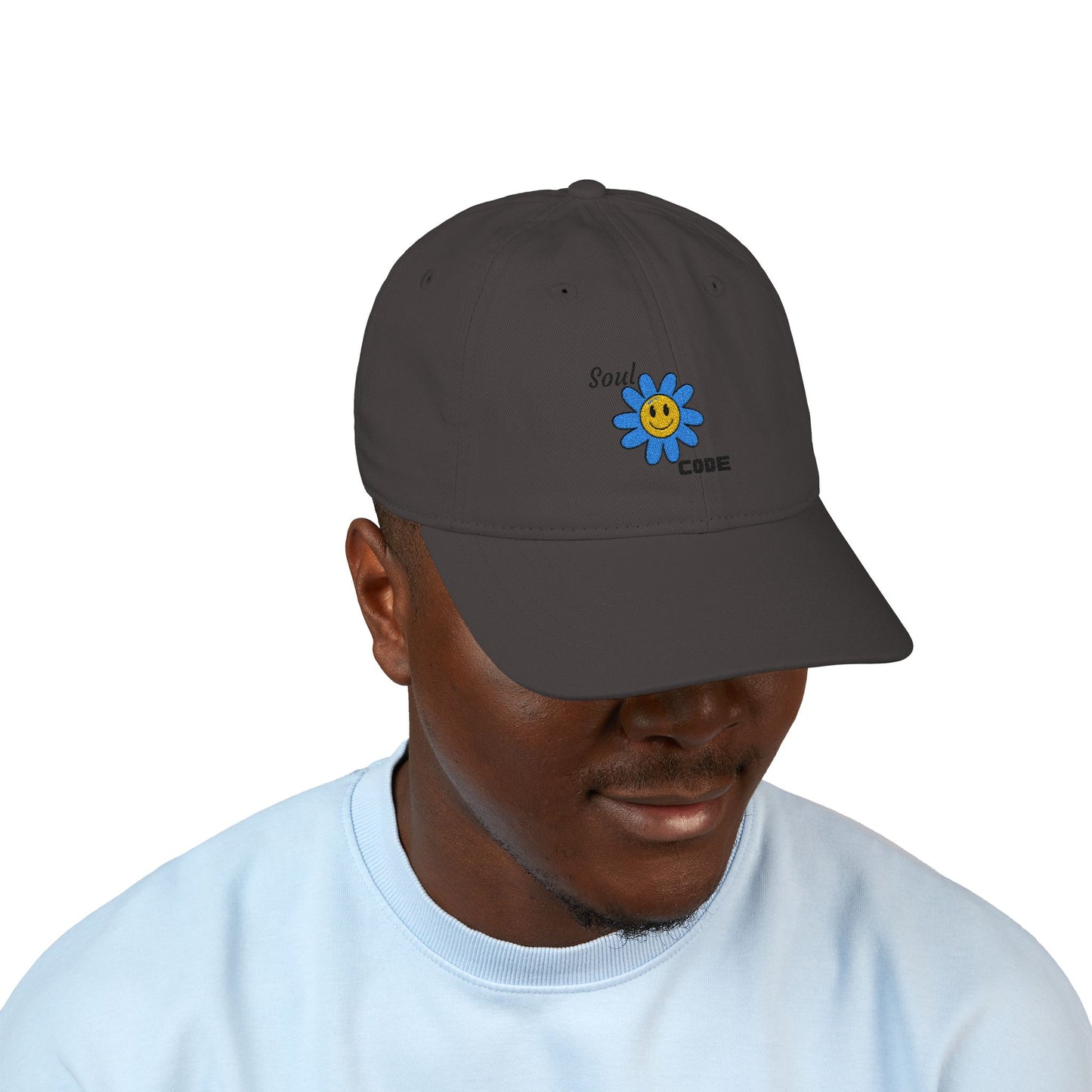 Embroidered Organic Baseball Cap - Soul Code Flower Design