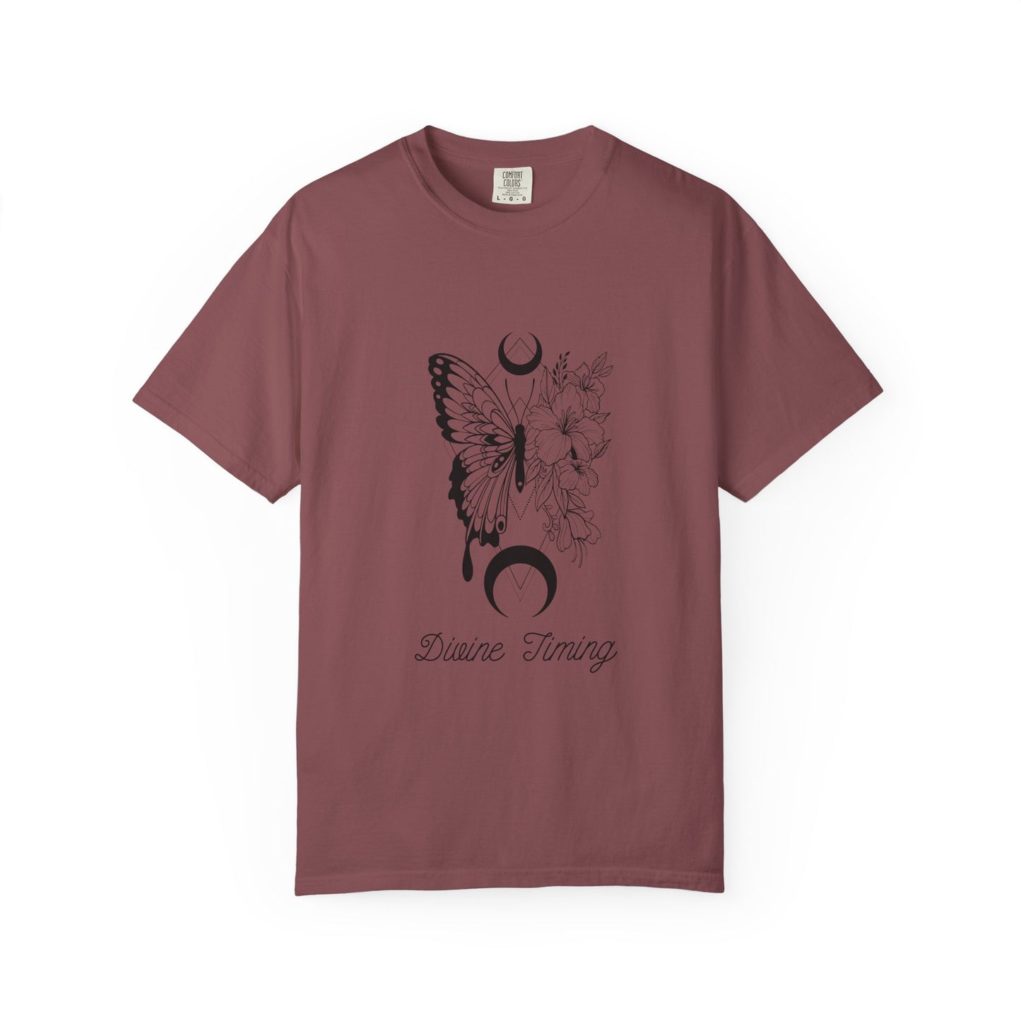 Divine Timing Butterfly T-Shirt - Unisex Garment-Dyed Tee for Nature Lovers