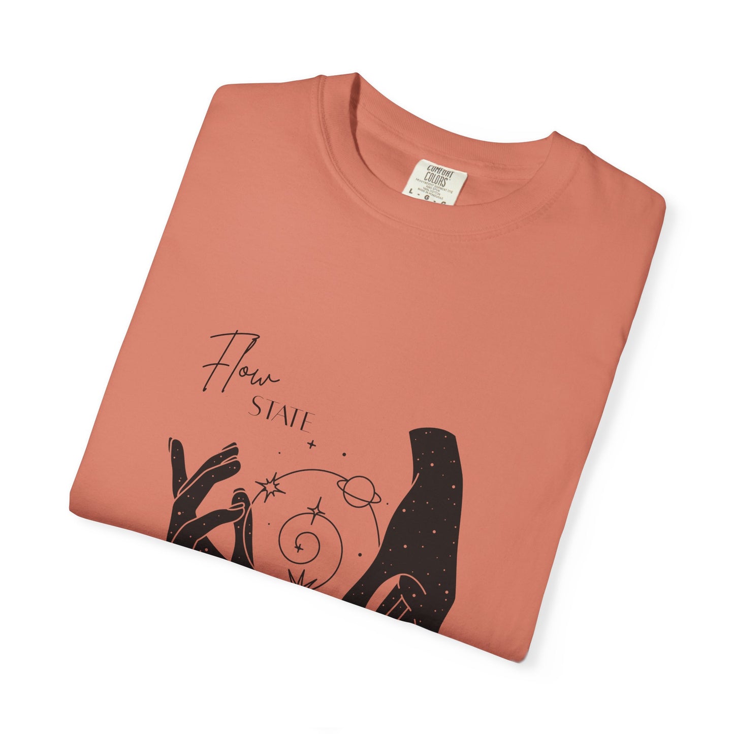 Cosmic Flow Unisex T-Shirt - Garment-Dyed with Celestial Hands Design