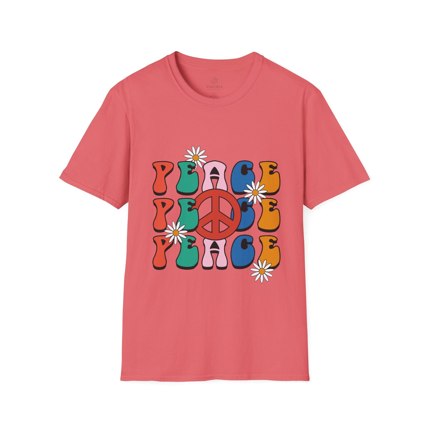 Unisex Softstyle T-Shirt - Retro Peace Design for Comfort Lovers