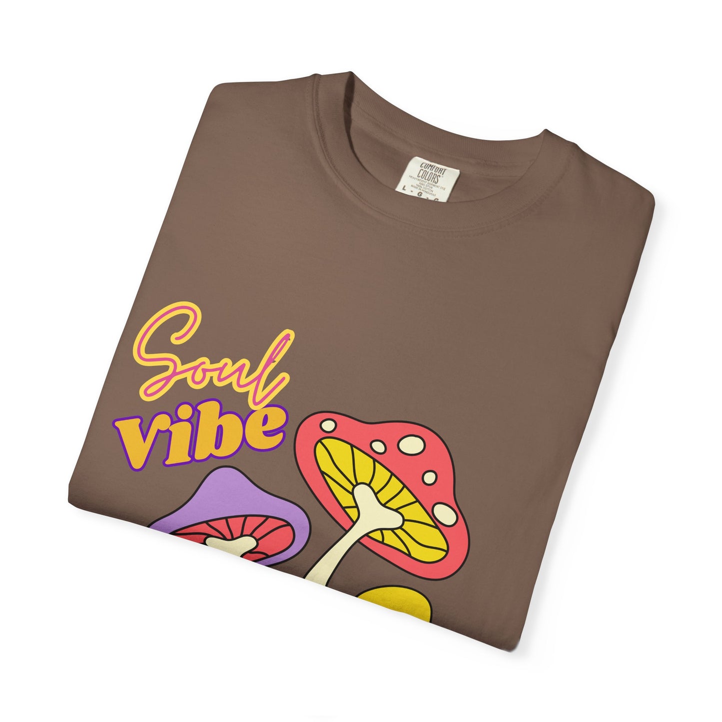 Soul Vibe Unisex Garment-Dyed T-Shirt - Colorful Mushroom Design for Summer Festivals