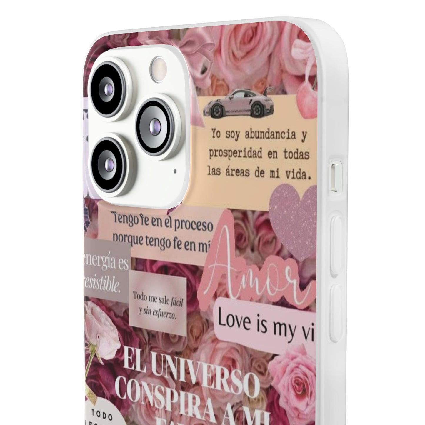 Floral Flexi Phone Case, Romantic Phone Cover, Cute Gift for Her, Inspirational Quote Case, Valentine's Day Accessory