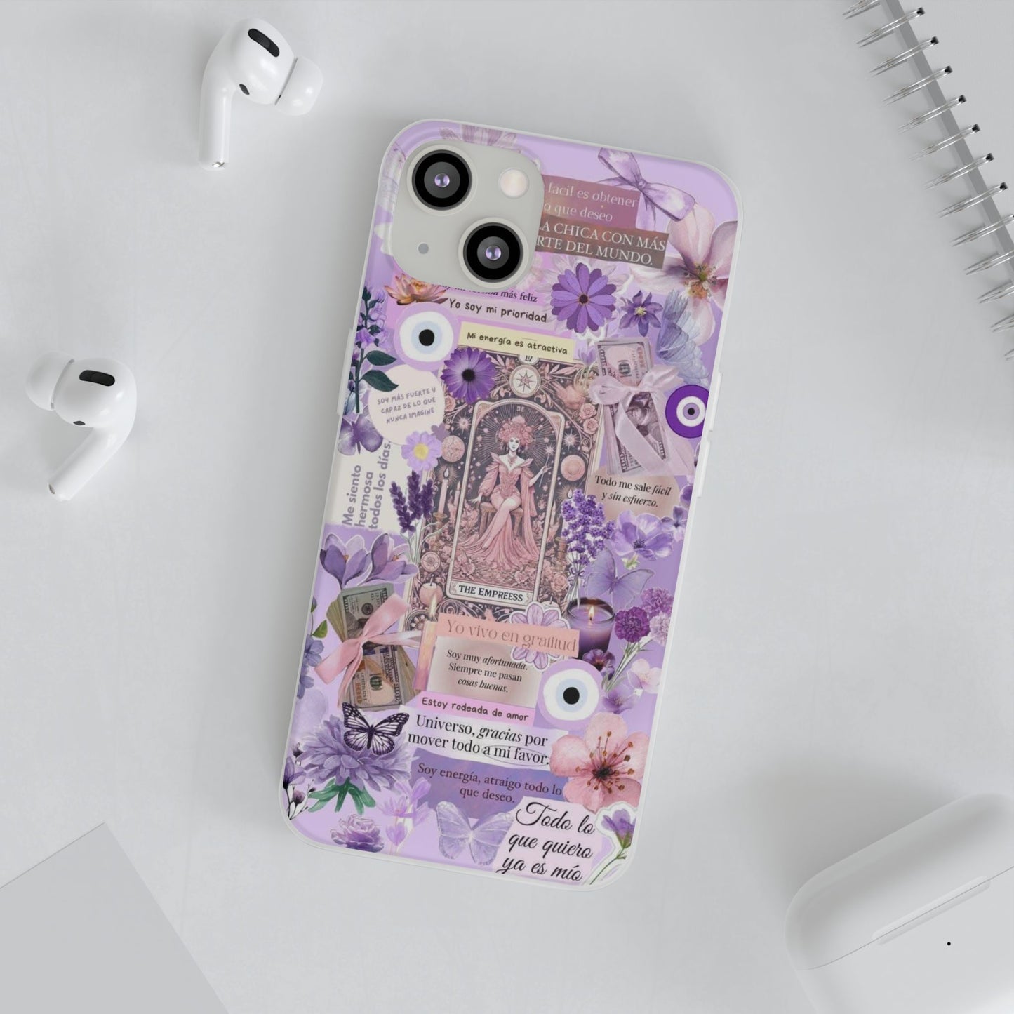 Purple Floral Flexi Phone Case, Personalized Phone Cover, Boho Chic Case, Cute Gift for Her, Birthday Accessory, Nature Lover Design