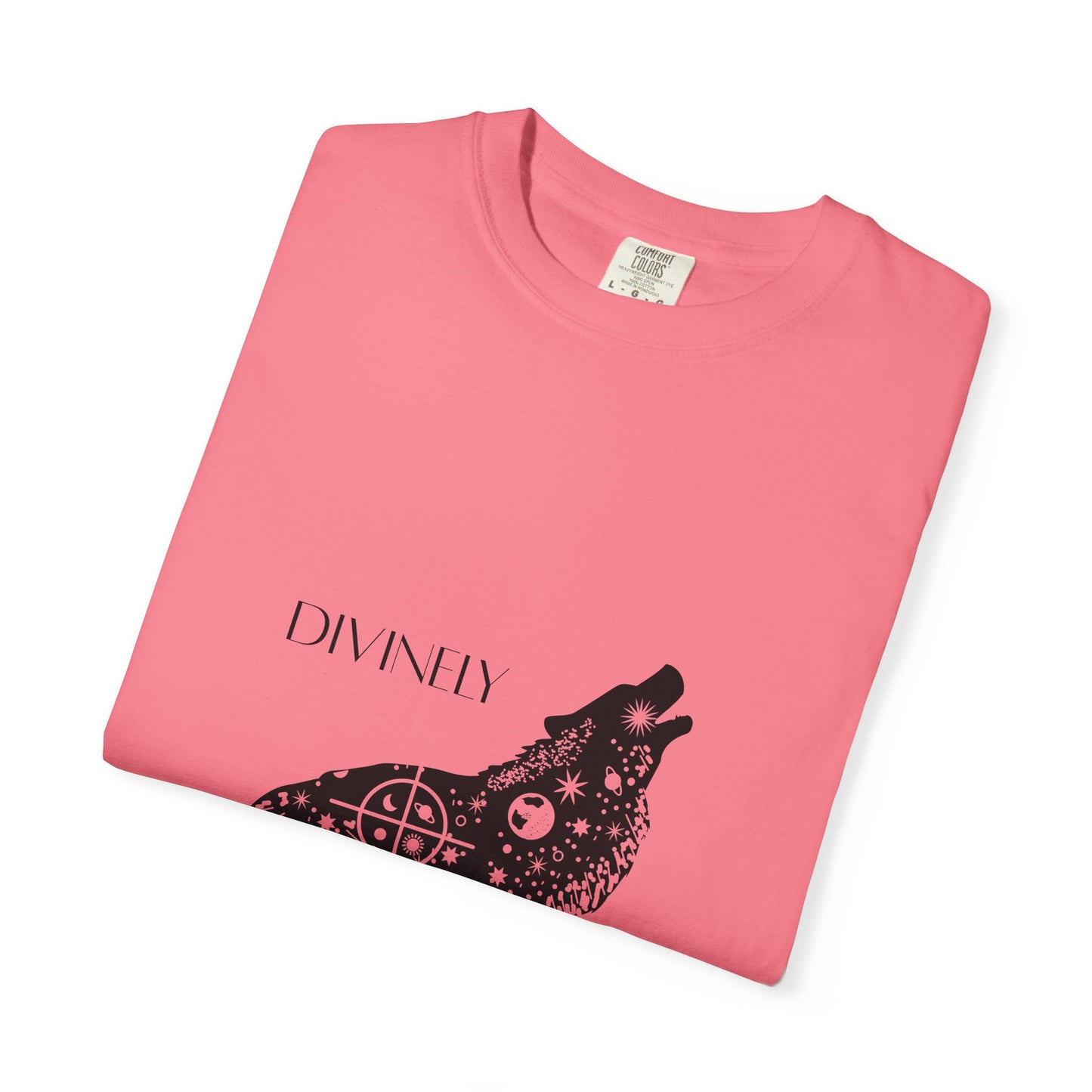 Divinely Guided Wolf T-Shirt - Unisex Garment-Dyed Tee for Spiritual Seekers