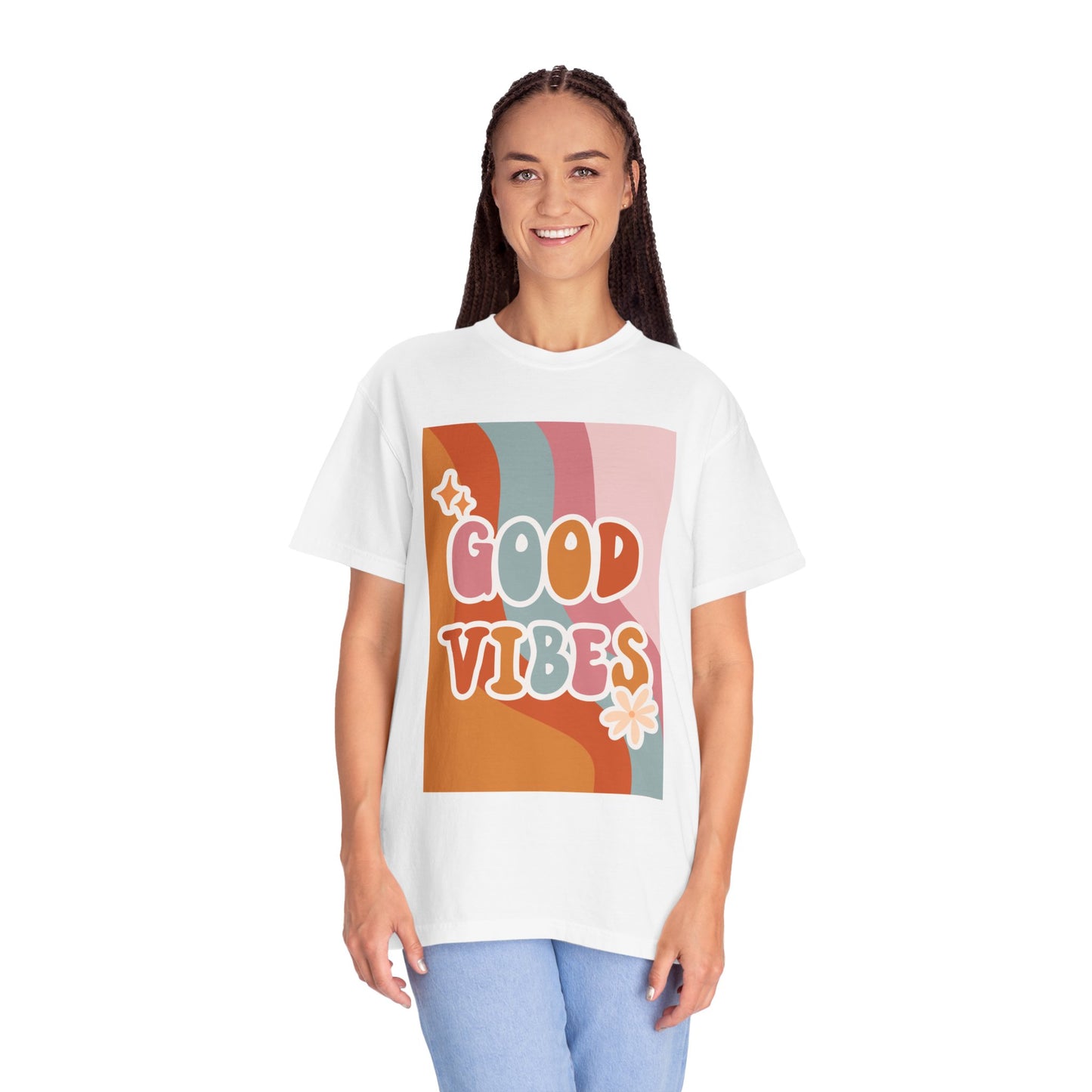 Good Vibes Unisex Garment-Dyed T-Shirt – Relaxed Fit Summer Tee