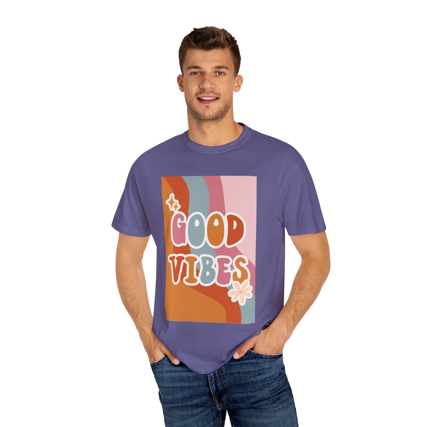 Good Vibes Unisex Garment-Dyed T-Shirt – Relaxed Fit Summer Tee