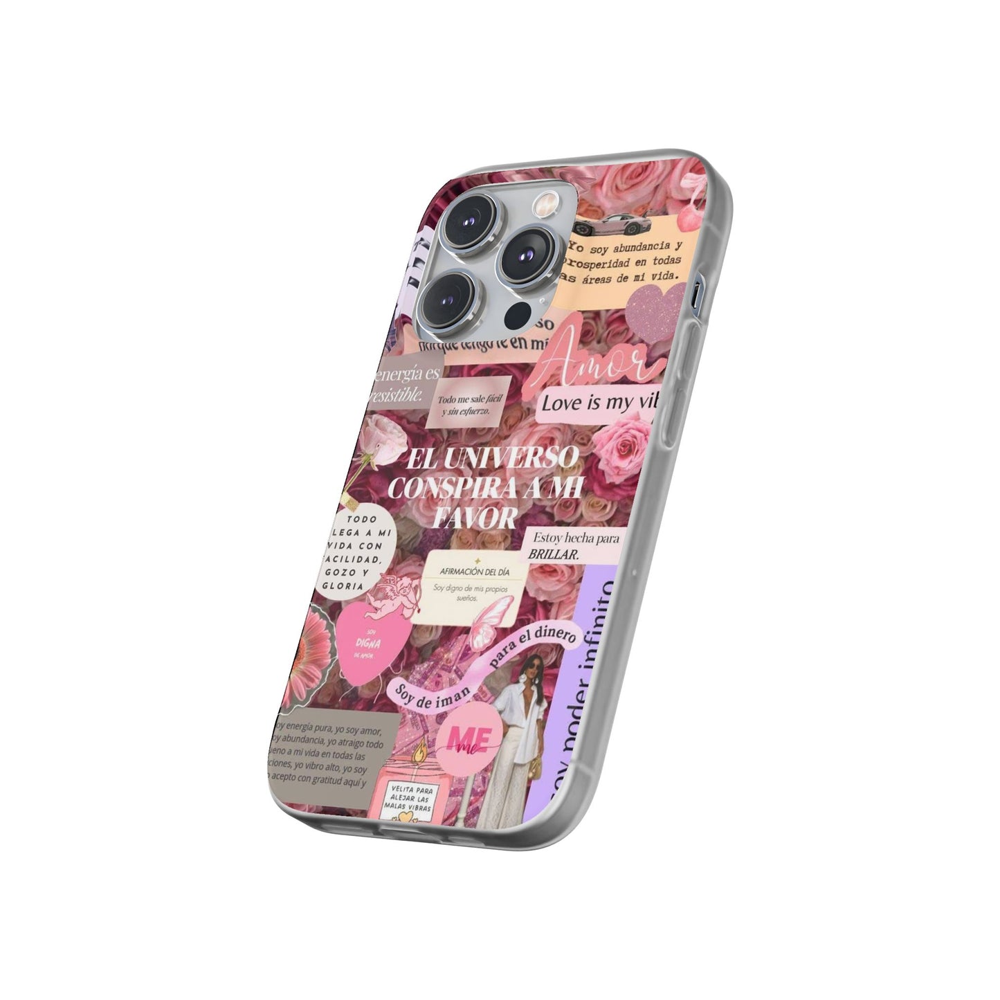 Floral Flexi Phone Case, Romantic Phone Cover, Cute Gift for Her, Inspirational Quote Case, Valentine's Day Accessory