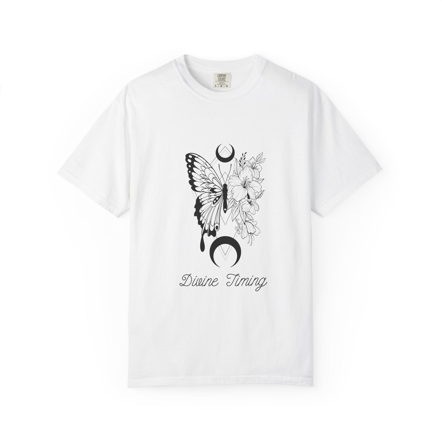 Divine Timing Butterfly T-Shirt - Unisex Garment-Dyed Tee for Nature Lovers