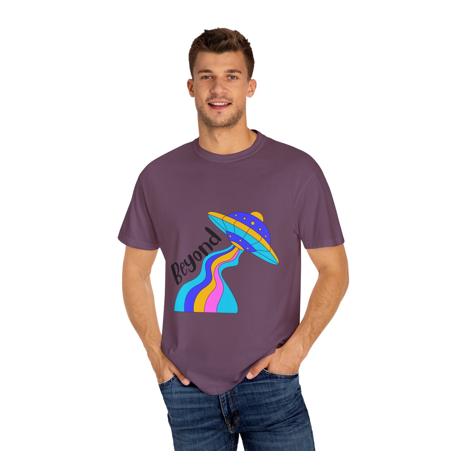 Unisex Beyond Graphic T-Shirt - Vibrant Space-Inspired Design