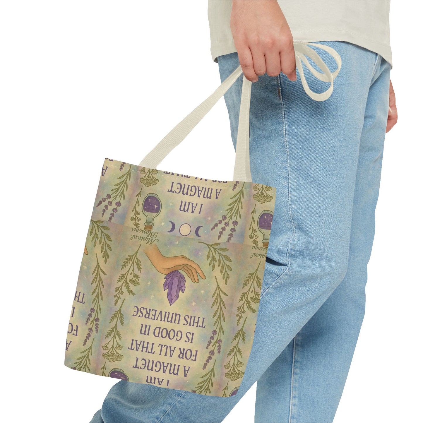 Magical Tote Bag | Affirmation Tote, Crystal Lover Gift, Eco-Friendly Bag, Inspirational Affirmations, Unique Shopping Bag