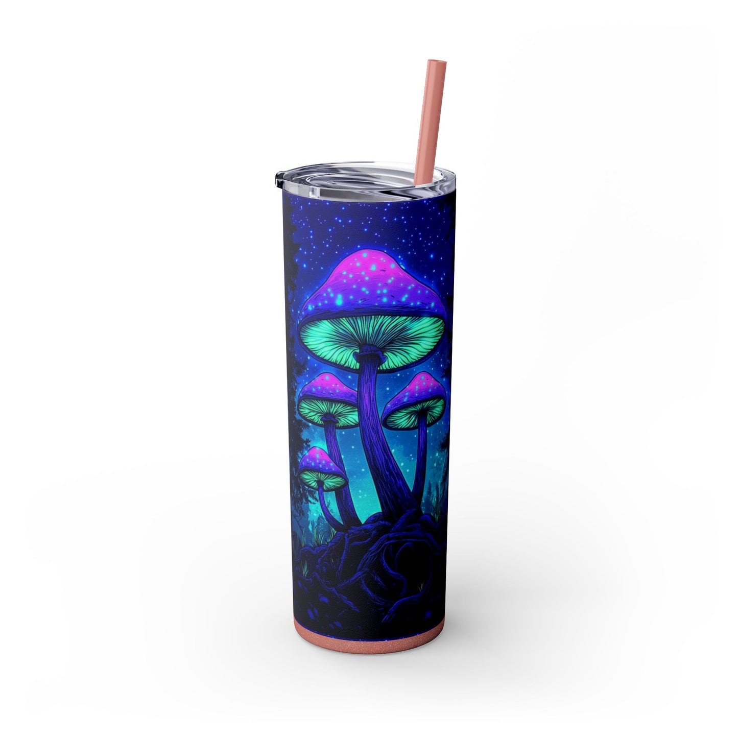 Cosmic Mushroom Skinny Tumbler, 20oz | Colorful Travel Mug, Psychedelic Drinkware, Gift for Nature Lovers, Summer Sips, Festival Essentials