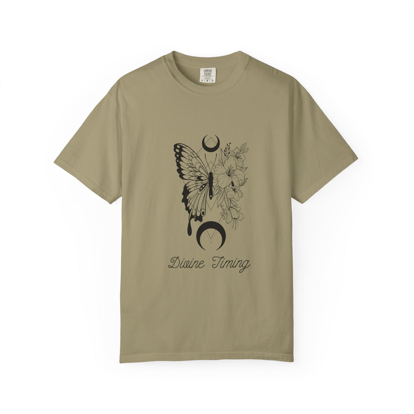 Divine Timing Butterfly T-Shirt - Unisex Garment-Dyed Tee for Nature Lovers