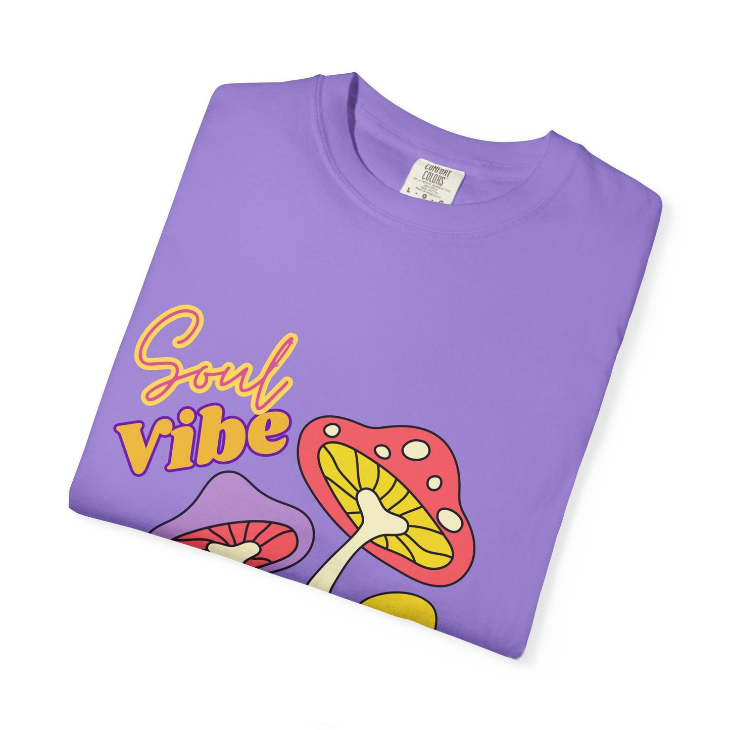 Soul Vibe Unisex Garment-Dyed T-Shirt - Colorful Mushroom Design for Summer Festivals
