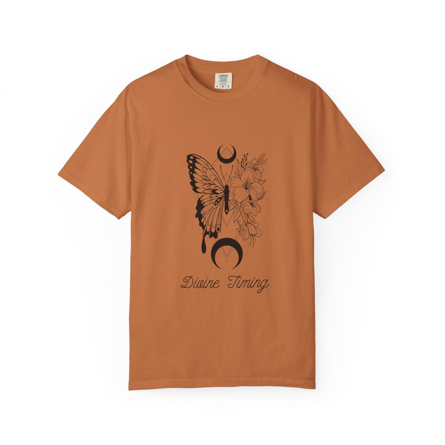 Divine Timing Butterfly T-Shirt - Unisex Garment-Dyed Tee for Nature Lovers