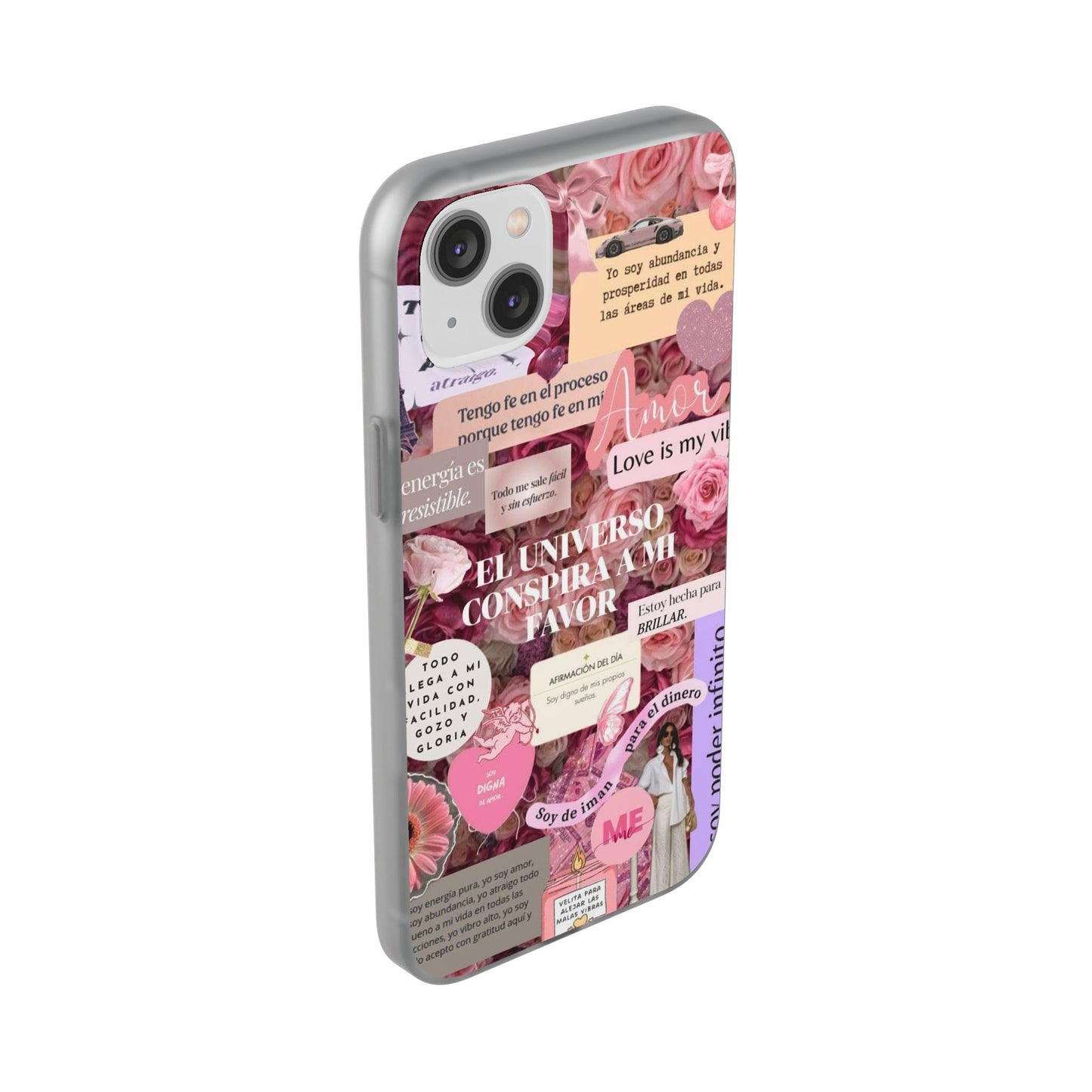 Floral Flexi Phone Case, Romantic Phone Cover, Cute Gift for Her, Inspirational Quote Case, Valentine's Day Accessory