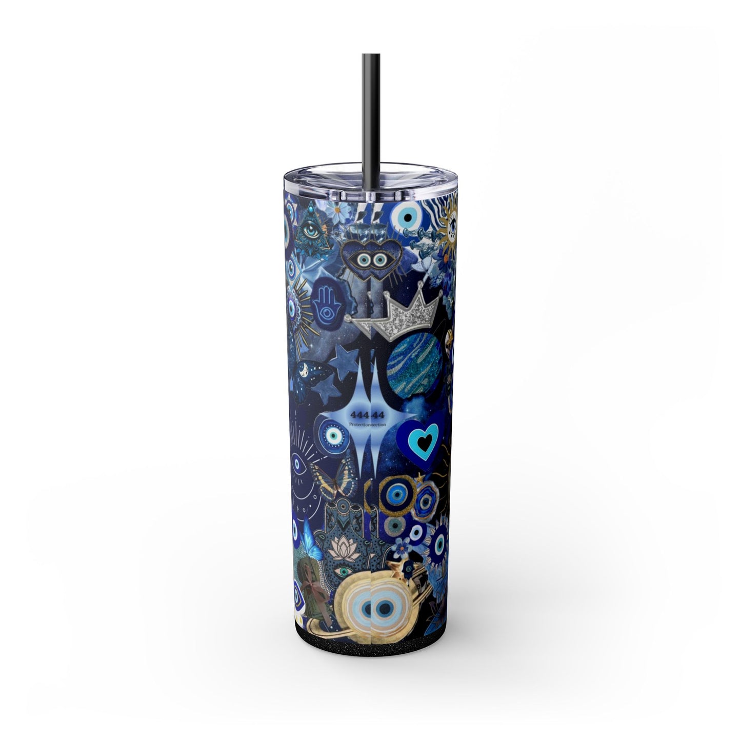Boho Evil Eye Skinny Tumbler, 20oz, Travel Mug, Gift for Her, Water Bottle, Blue Pattern, Home Decor, Stylish Drinkware