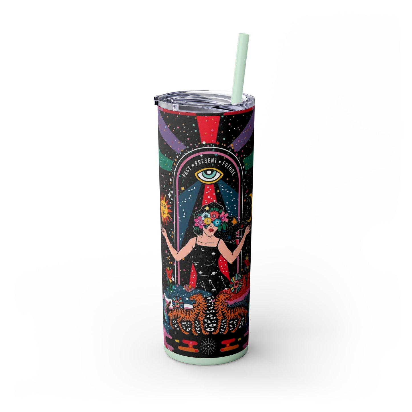 Vibrant Cosmic Skinny Tumbler with Straw, 20oz - Perfect for Astrology Lovers, Celestial Gifts, Travel Mugs, Drinkware, Sunshine and [...]