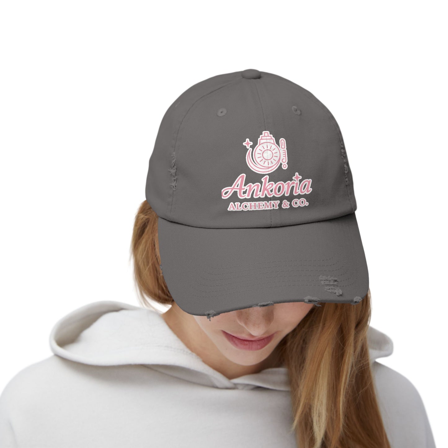 💖 Ankoria Alchemy  Signature Collection Distressed Unisex Cap - Trendy Casual Wear