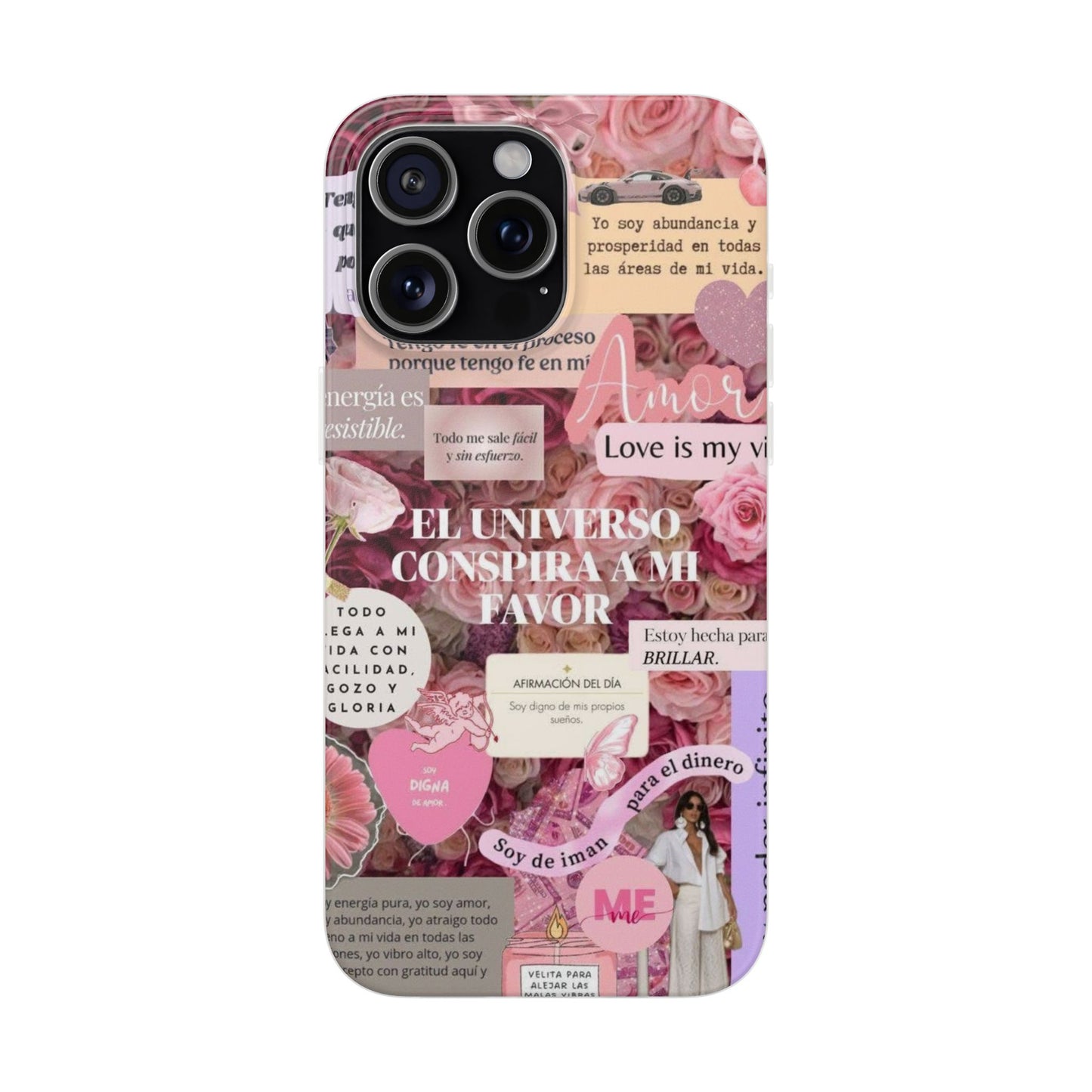 Floral Flexi Phone Case, Romantic Phone Cover, Cute Gift for Her, Inspirational Quote Case, Valentine's Day Accessory