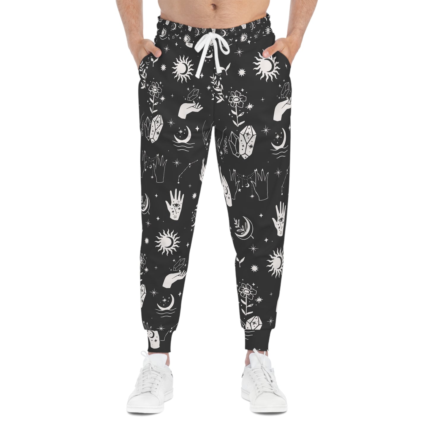 Mystical Celestial Athletic Joggers, Comfy Lounge Pants, Astrology Print Joggers, Gift for Astrology Lovers, Festival Wear
