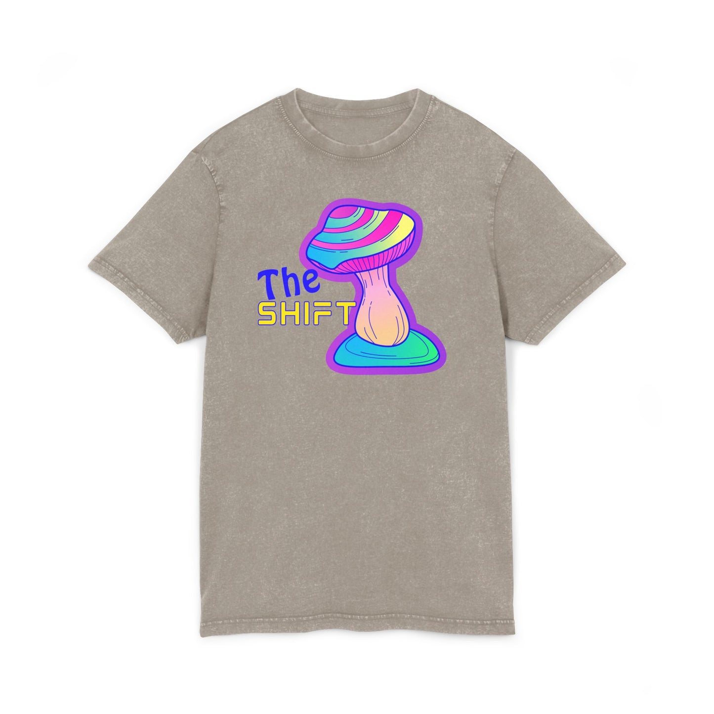 Acid Washed Mushroom Graphic Tee - Trippy 'The Shift' Casual Wear