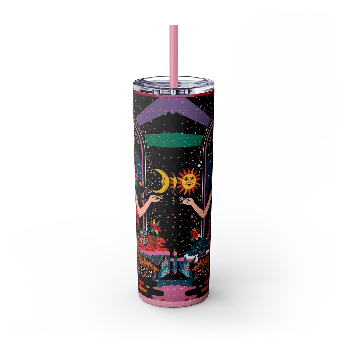 Vibrant Cosmic Skinny Tumbler with Straw, 20oz - Perfect for Astrology Lovers, Celestial Gifts, Travel Mugs, Drinkware, Sunshine and [...]