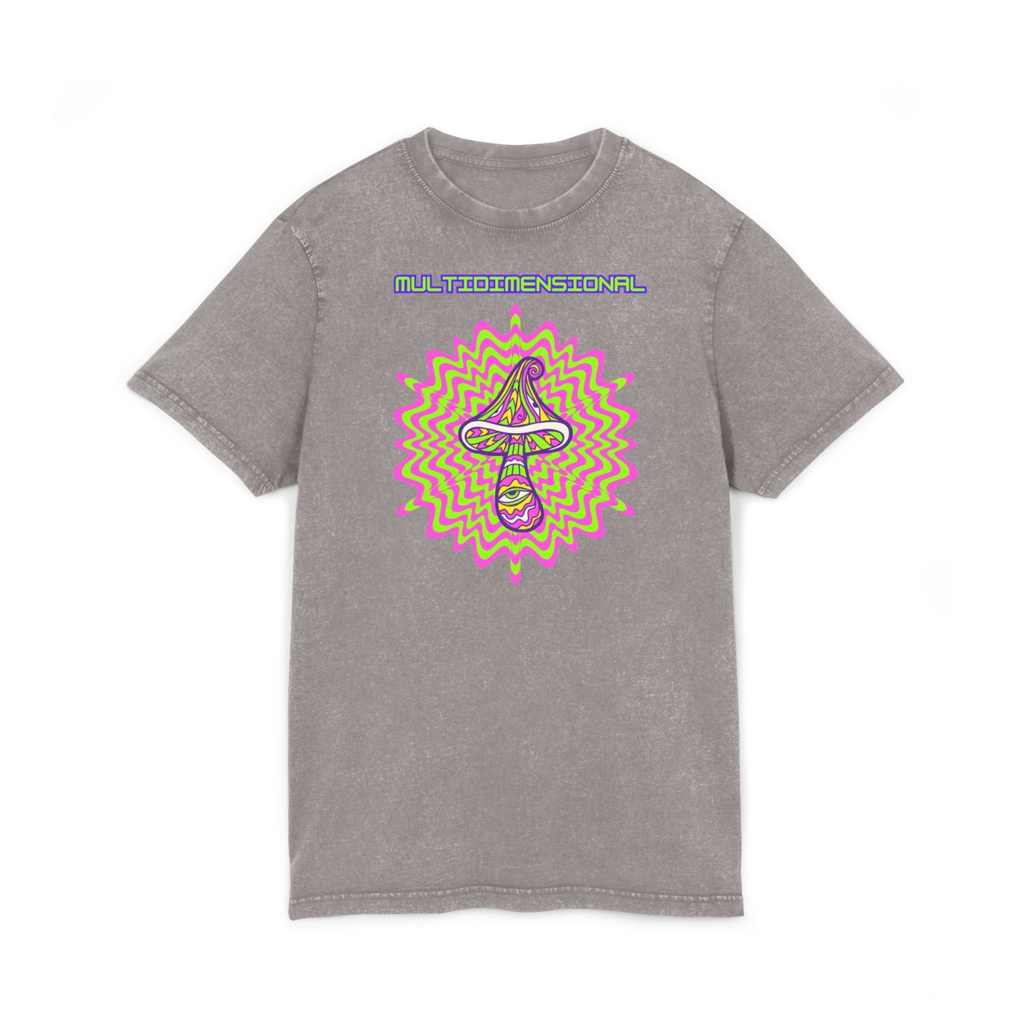Multidimensional Acid Washed Tee - Psychedelic Round Neck T-Shirt