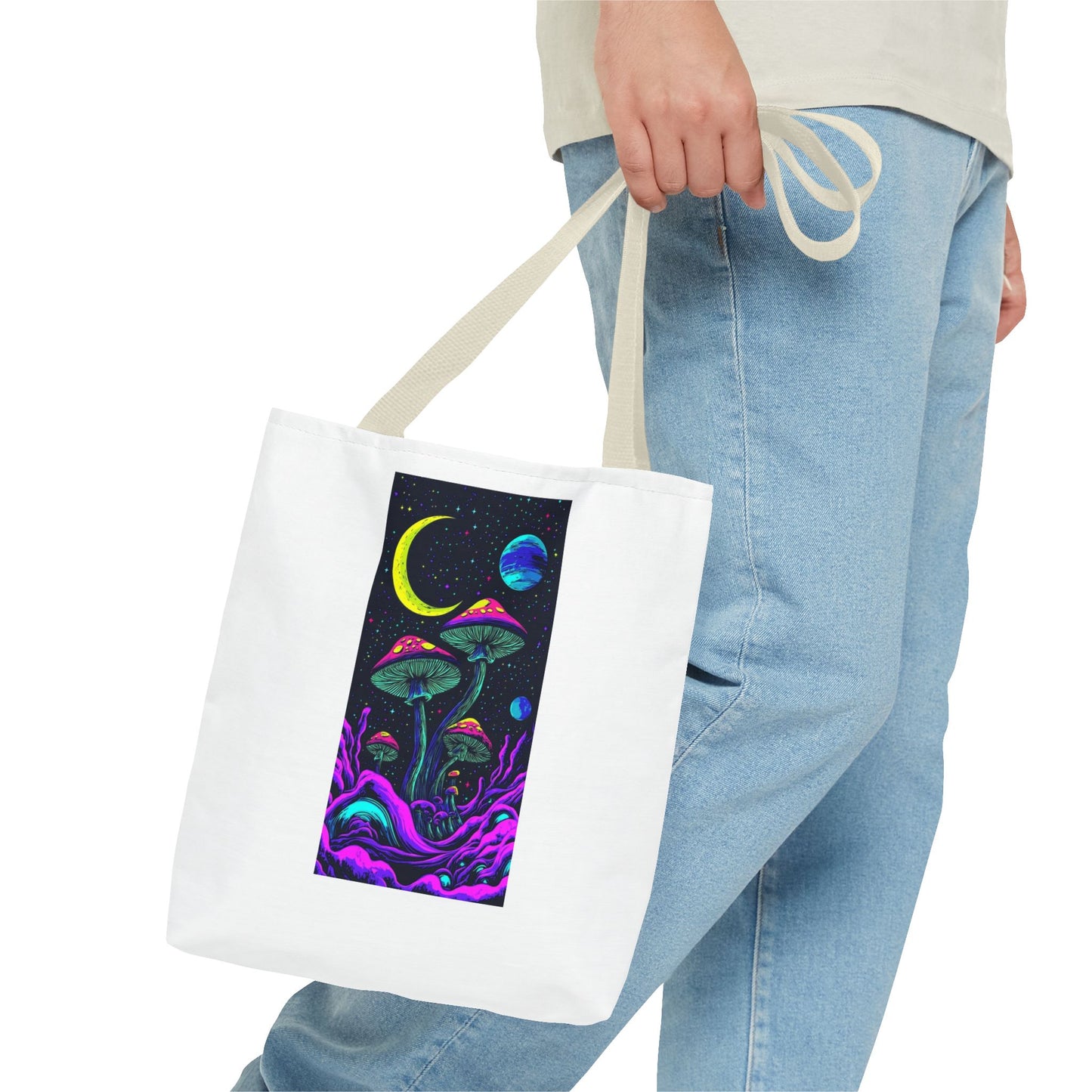 Cosmic Mushroom Tote Bag, Psychedelic Shopping Bag, Eco-Friendly Canvas, Festival Accessory, Gift for Nature Lovers, Boho Style
