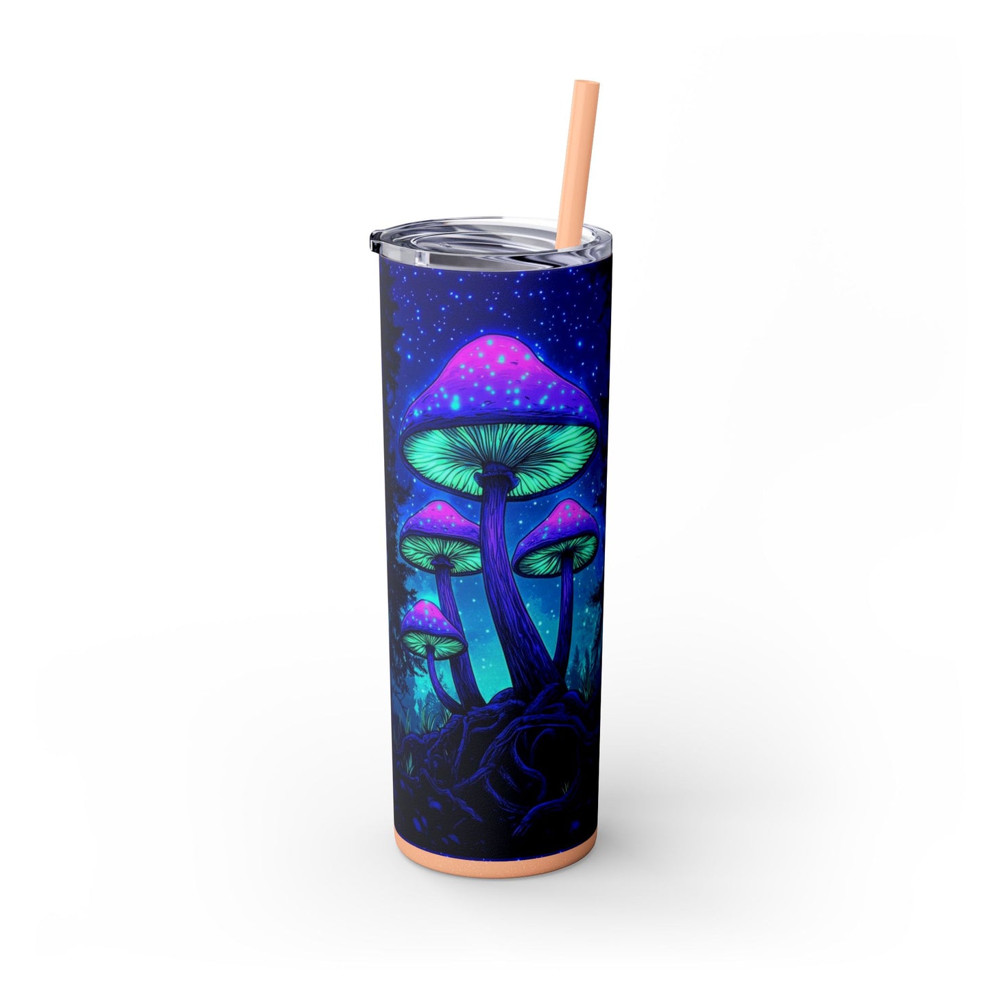 Cosmic Mushroom Skinny Tumbler, 20oz | Colorful Travel Mug, Psychedelic Drinkware, Gift for Nature Lovers, Summer Sips, Festival Essentials