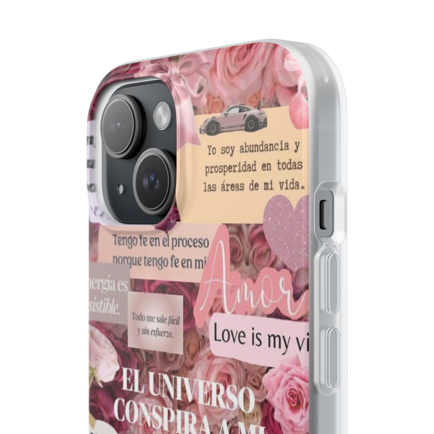 Floral Flexi Phone Case, Romantic Phone Cover, Cute Gift for Her, Inspirational Quote Case, Valentine's Day Accessory