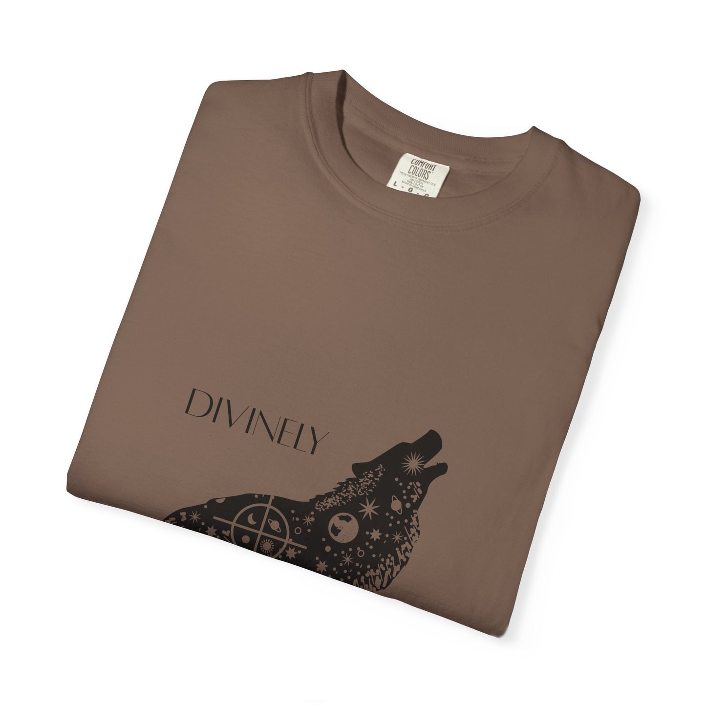 Divinely Guided Wolf T-Shirt - Unisex Garment-Dyed Tee for Spiritual Seekers