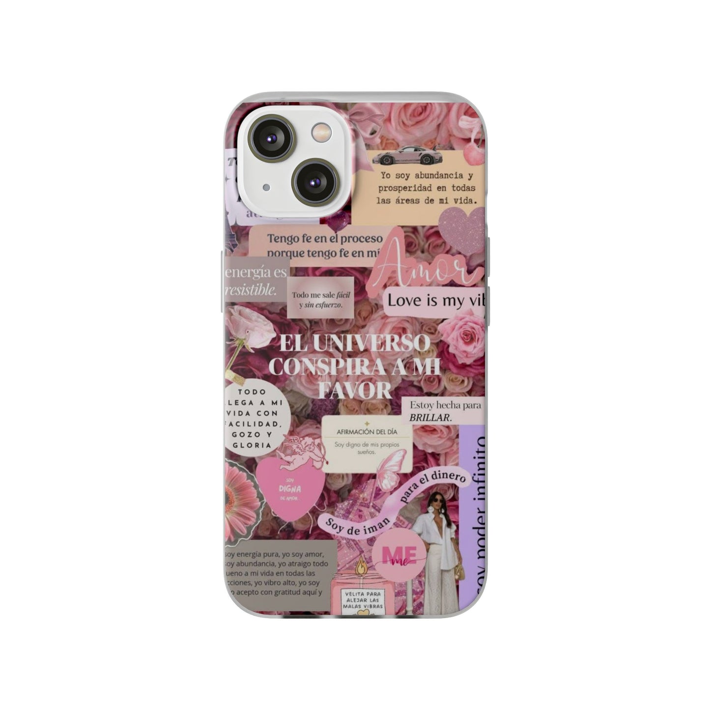 Floral Flexi Phone Case, Romantic Phone Cover, Cute Gift for Her, Inspirational Quote Case, Valentine's Day Accessory