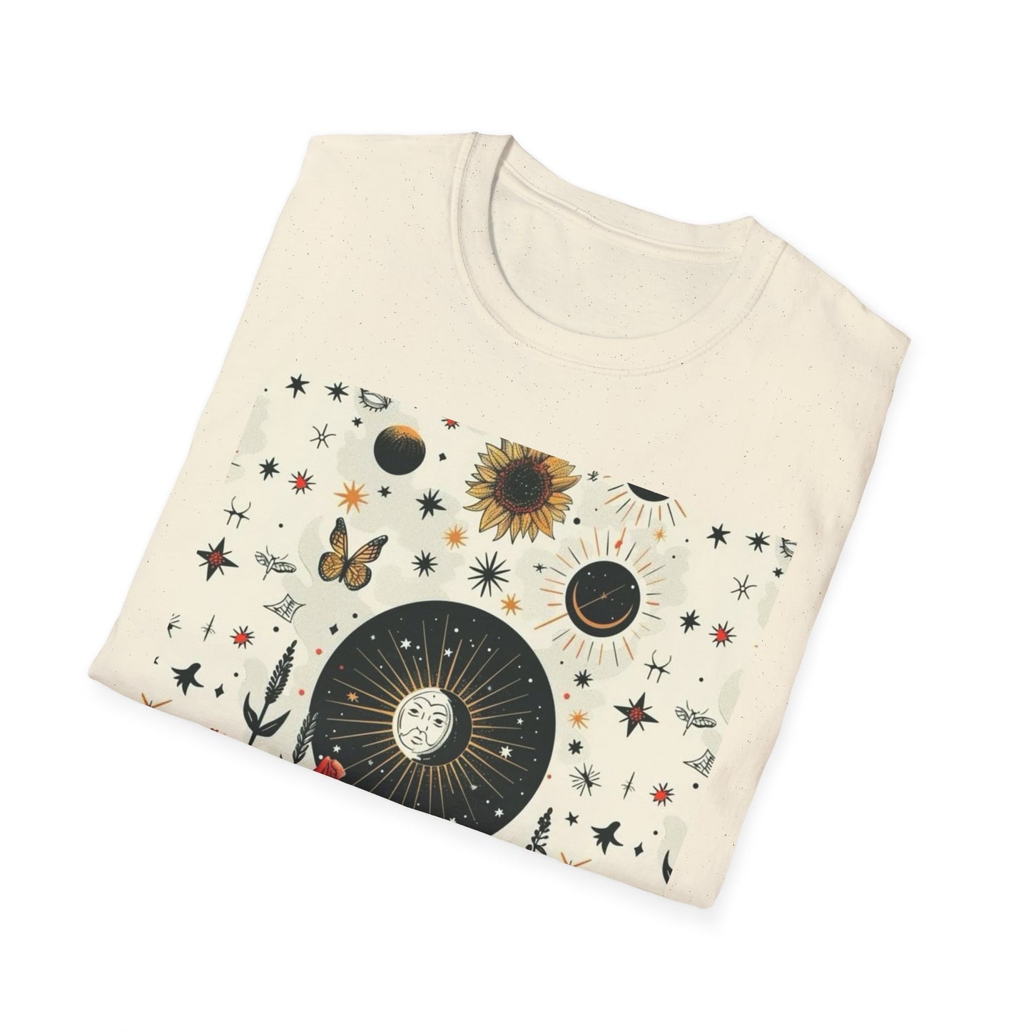 Boho Floral Graphic Tee, Unisex Softstyle T-Shirt, Casual Summer Wear, Perfect Gift, Astrology Lovers Shirt