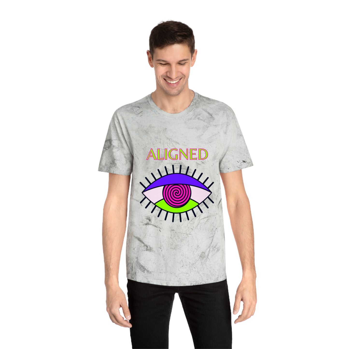 Aligned Unisex Color Blast T-Shirt - Vibrant Eye Design for Positive Energy