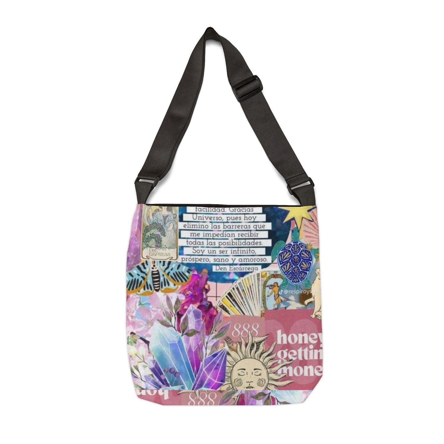 Colorful Adjustable Tote Bag, Boho Style Crossbody Bag, Inspirational Art Tote, Perfect for Shopping & Everyday Use