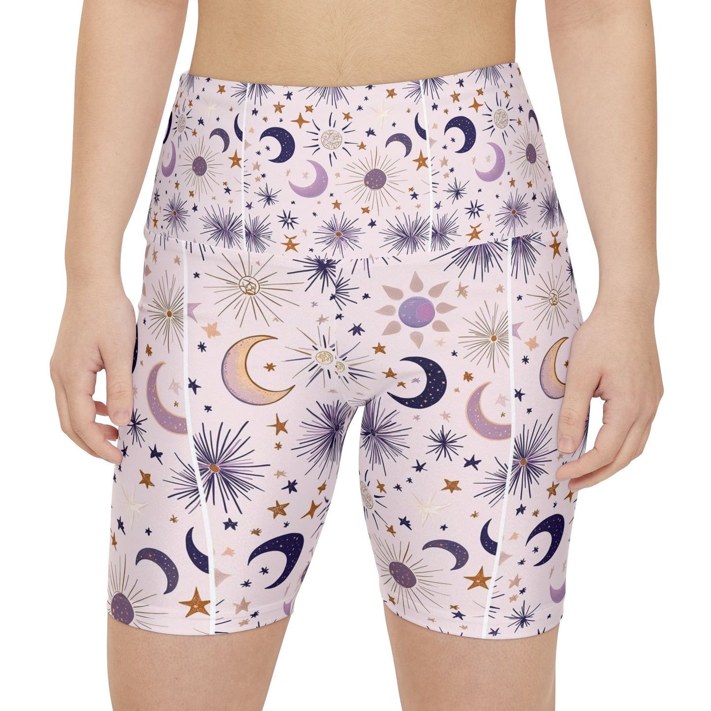 Celestial Print Women's Workout Shorts - Athleisure, Yoga, Dance, Fitness, Gift for Her
