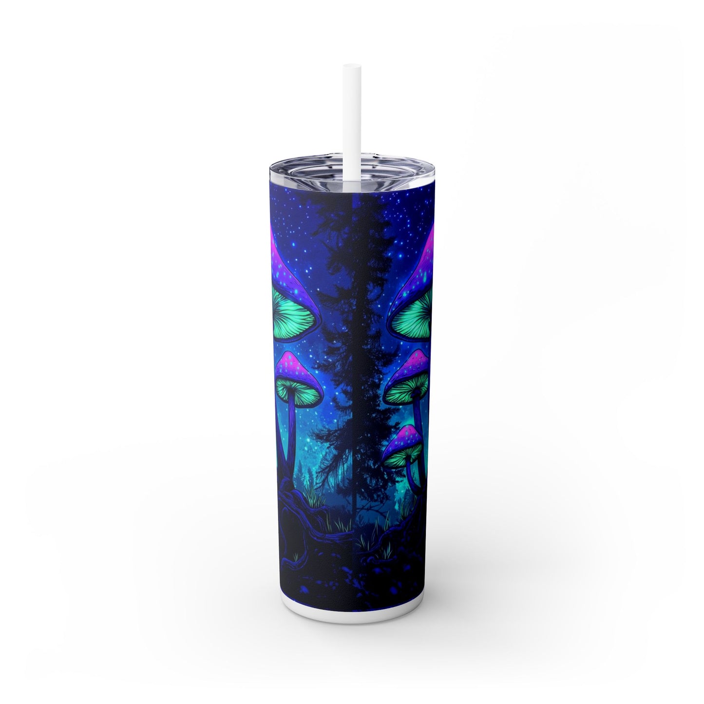 Cosmic Mushroom Skinny Tumbler, 20oz | Colorful Travel Mug, Psychedelic Drinkware, Gift for Nature Lovers, Summer Sips, Festival Essentials