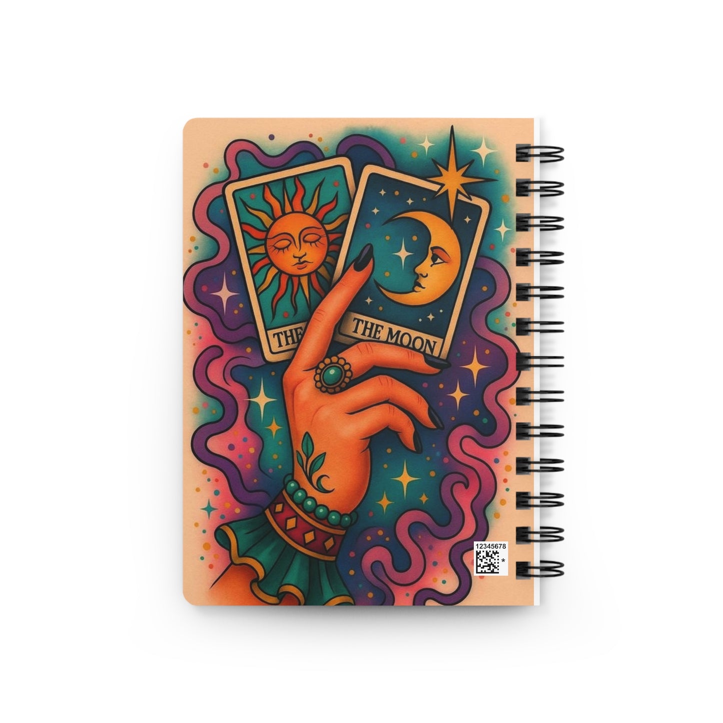 Mystical Spiral Bound Journal, Boho Notebook for Tarot Lovers, Daily Planner, Gifts for Witches, Creative Writing Journal