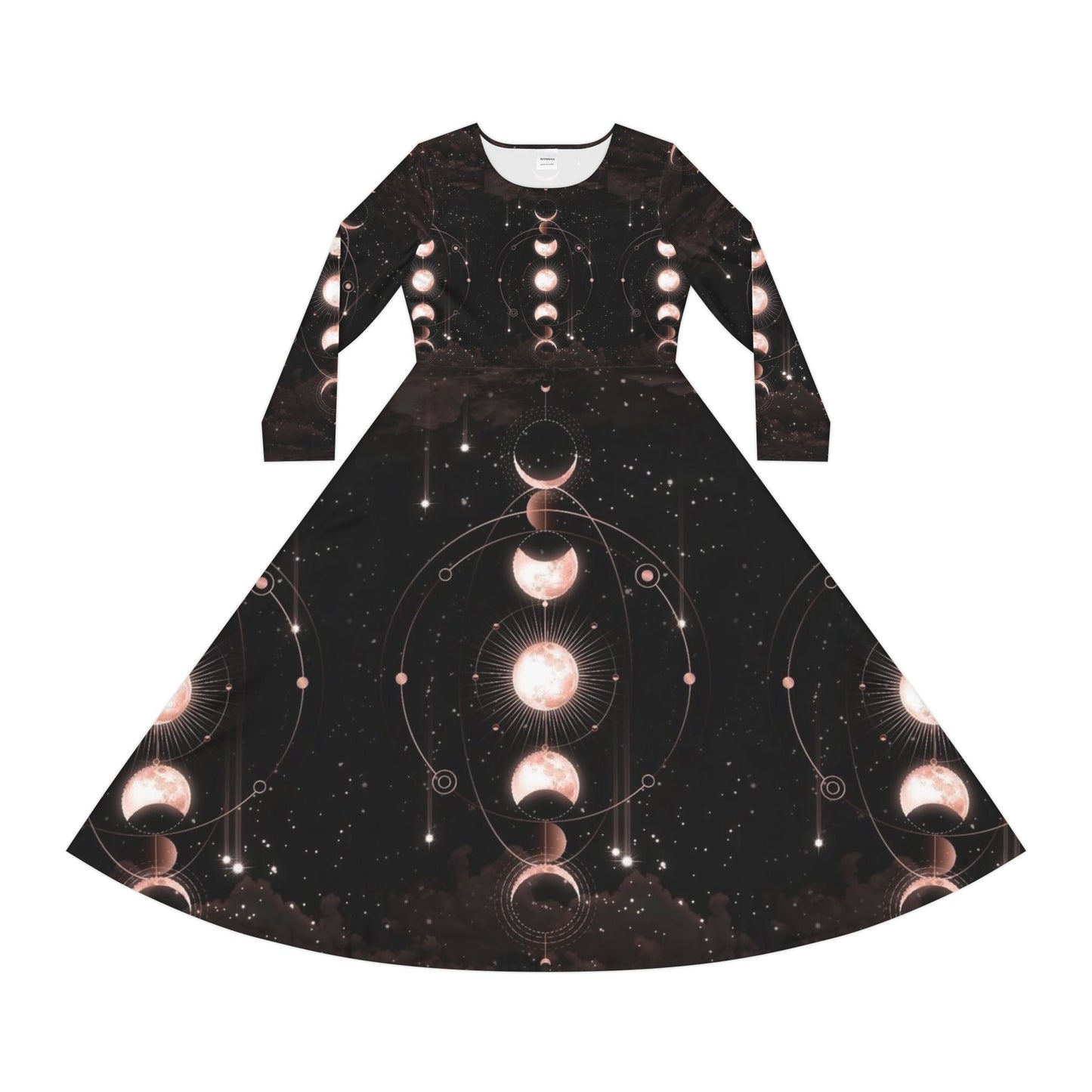 Lunar Moon Phases Dance Dress, Celestial Fashion, Bohemian Dress, Party Outfit, Astronomy Gift, Evening Wear