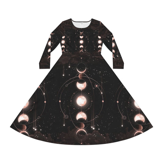 Lunar Moon Phases Dance Dress, Celestial Fashion, Bohemian Dress, Party Outfit, Astronomy Gift, Evening Wear