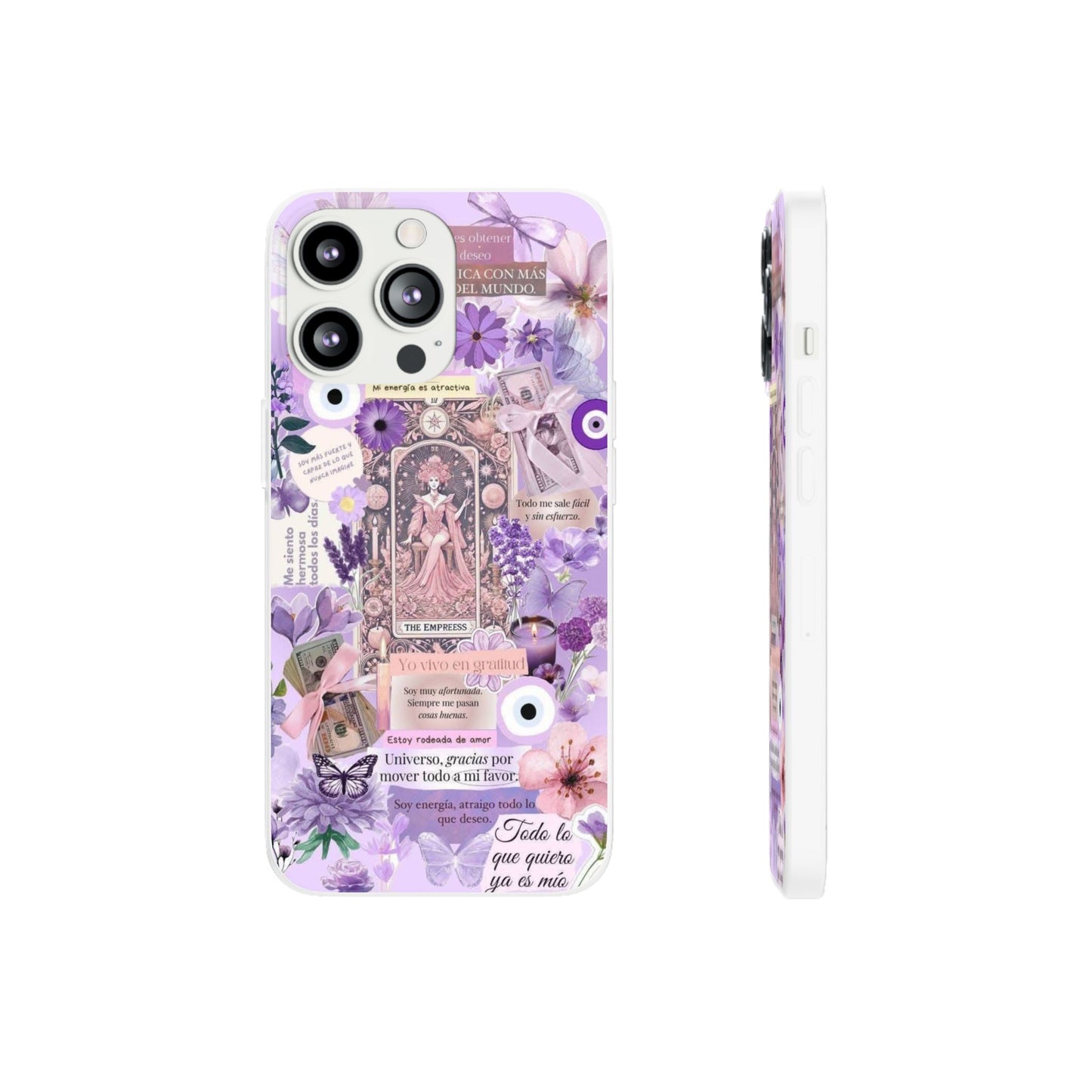 Purple Floral Flexi Phone Case, Personalized Phone Cover, Boho Chic Case, Cute Gift for Her, Birthday Accessory, Nature Lover Design