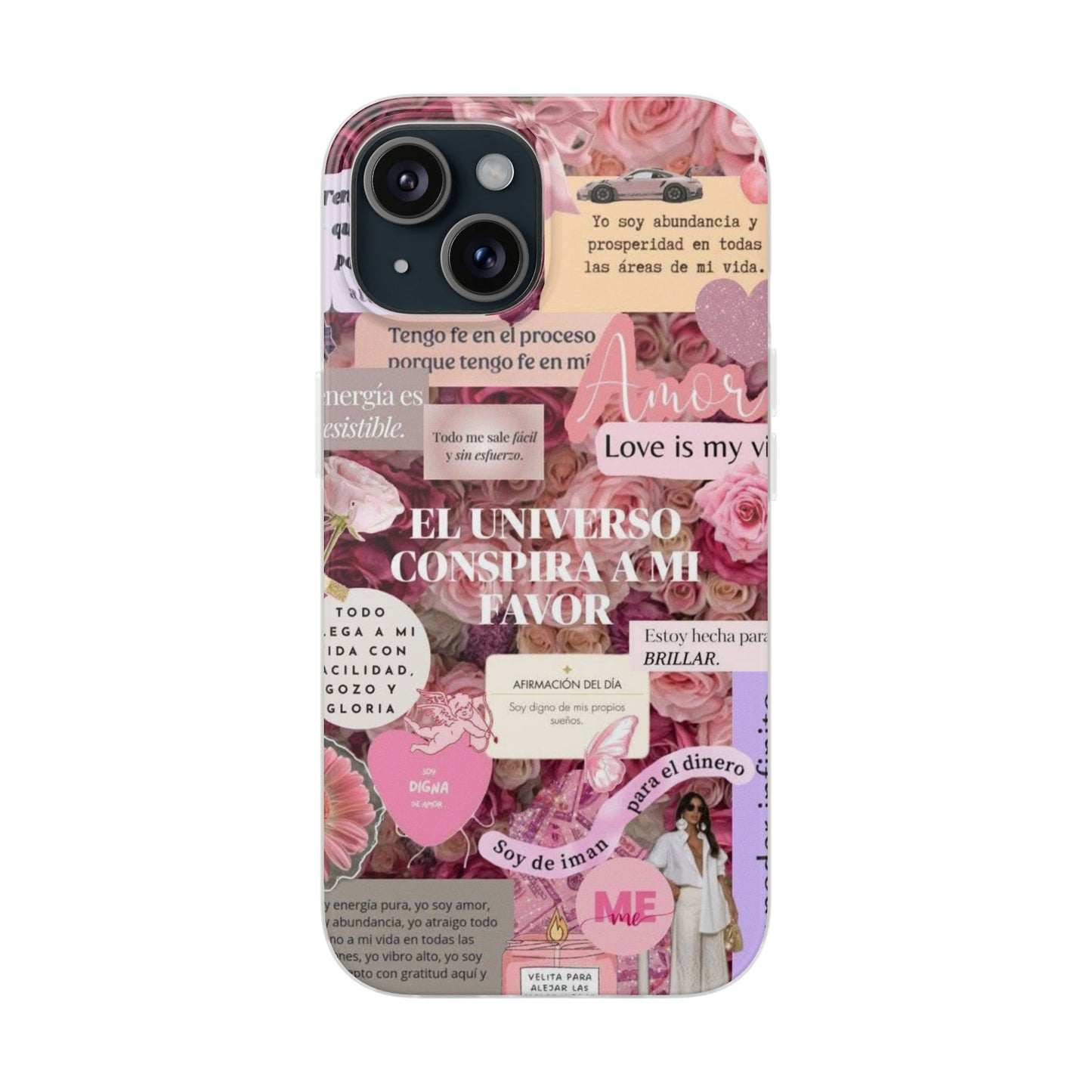 Floral Flexi Phone Case, Romantic Phone Cover, Cute Gift for Her, Inspirational Quote Case, Valentine's Day Accessory