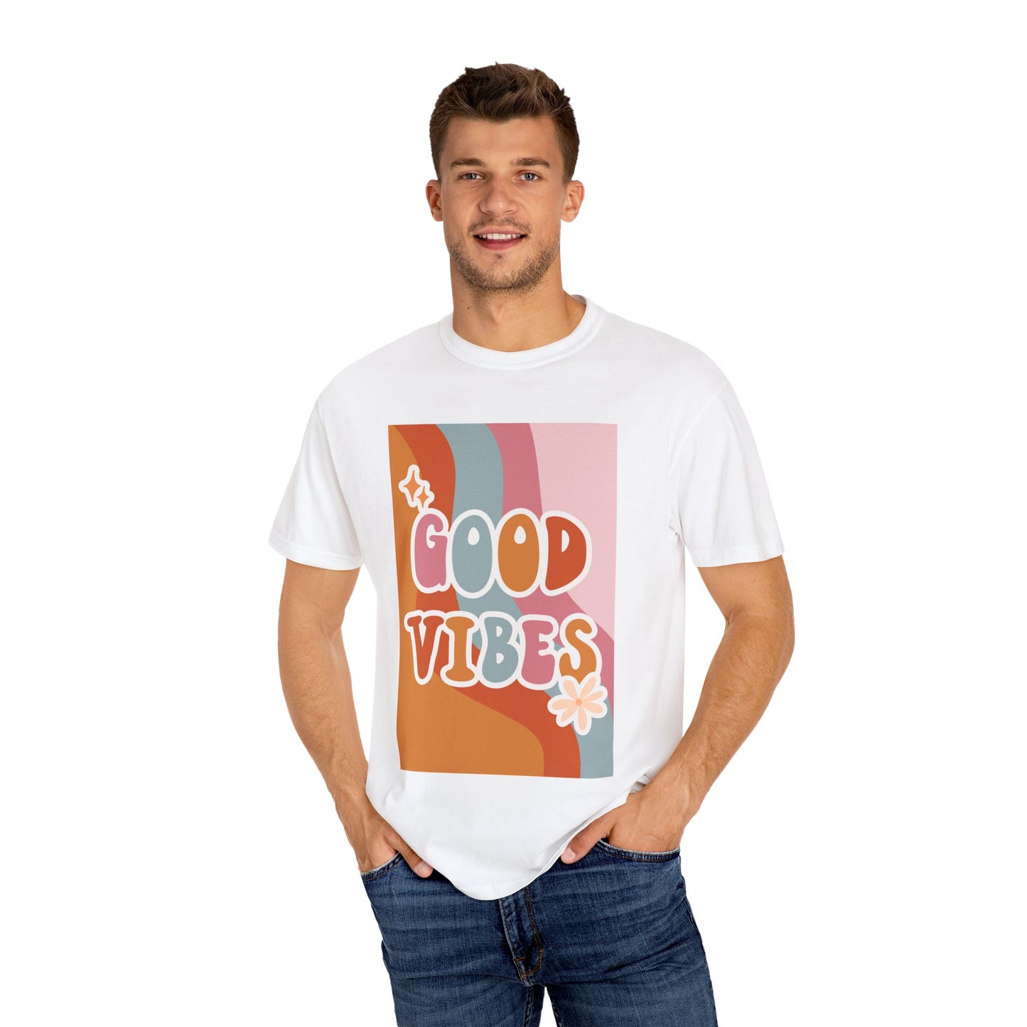 Good Vibes Unisex Garment-Dyed T-Shirt – Relaxed Fit Summer Tee