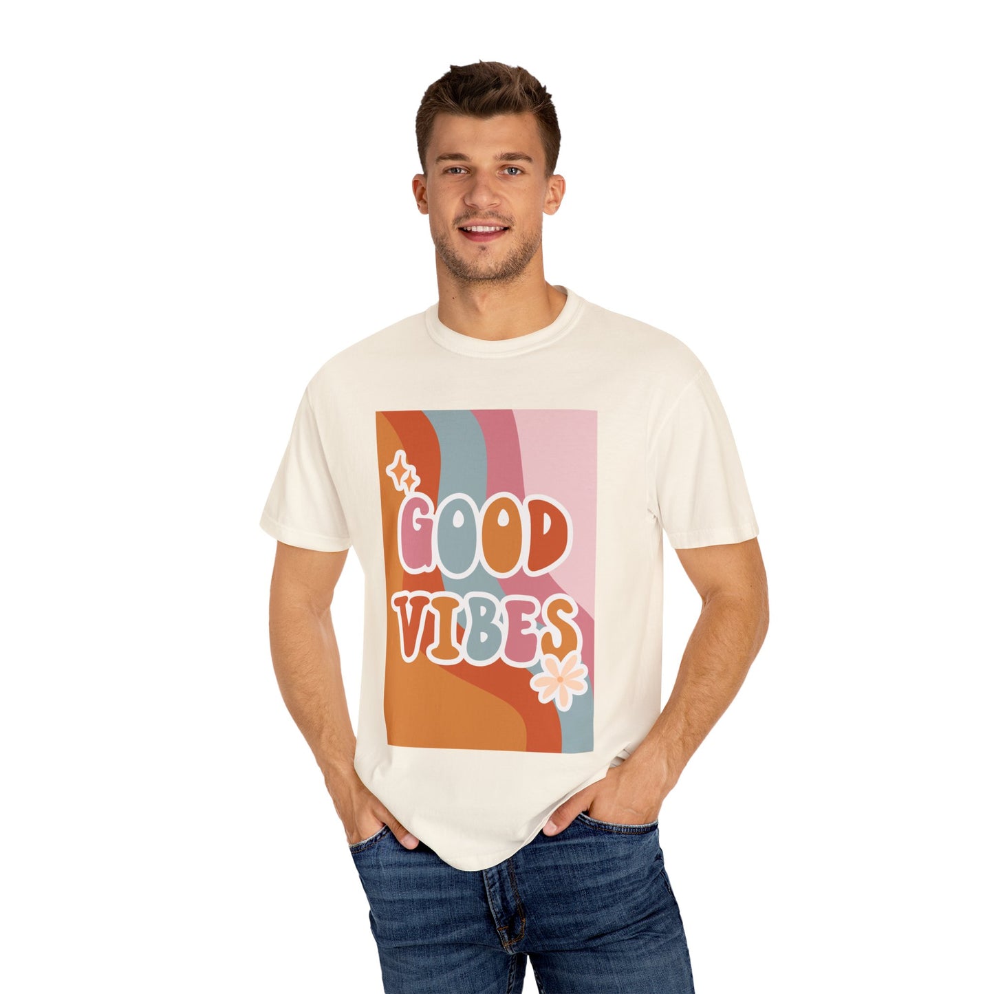 Good Vibes Unisex Garment-Dyed T-Shirt – Relaxed Fit Summer Tee