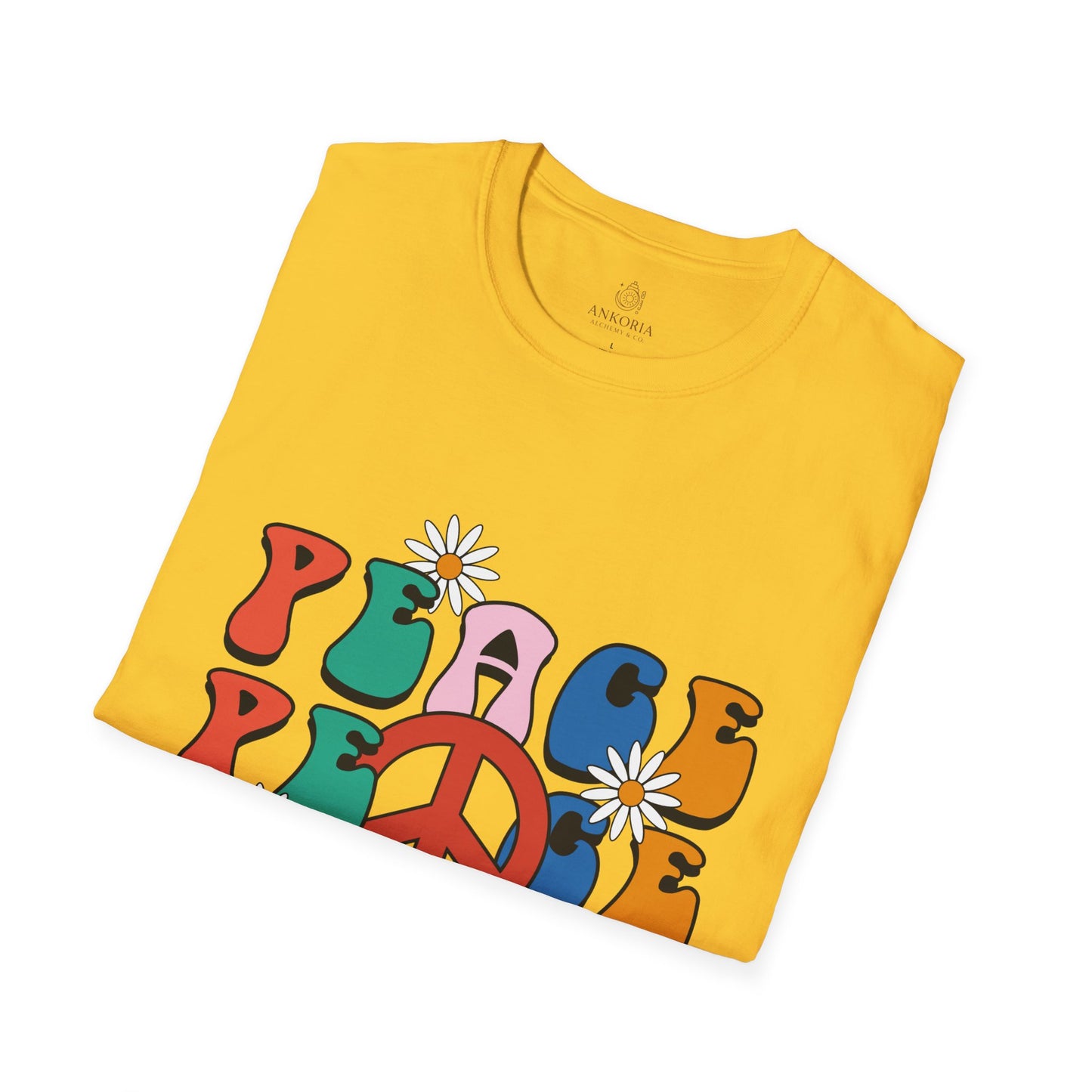 Unisex Softstyle T-Shirt - Retro Peace Design for Comfort Lovers