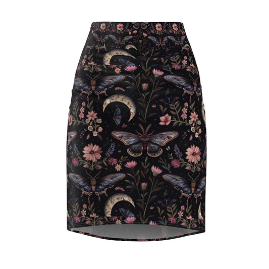 Dark Floral Butterfly Pencil Skirt - Boho Chic Women’s Fashion, Ideal for Parties, Casual Wear, and Outdoor Events